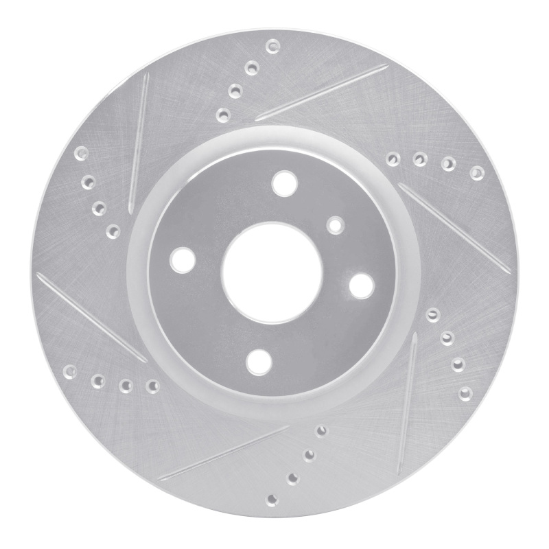 Fiat 124 Spider Brake Rotor (1) - Front Left - R1 Concepts - Drilled & Slotted - Silver - `16-`25